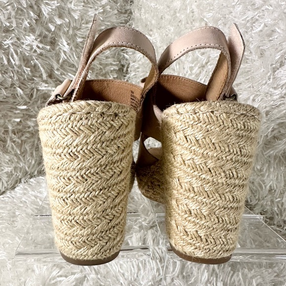 Born Wedge Espadrille Vachetta Leather Light Pink/Tan Women’s Size 9 - Picture 3 of 9